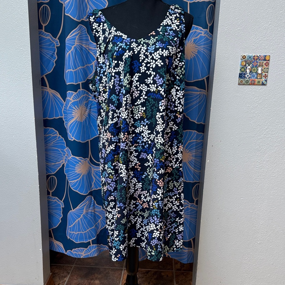 CAbi Navy Floral Sleeveless Midi Dress
